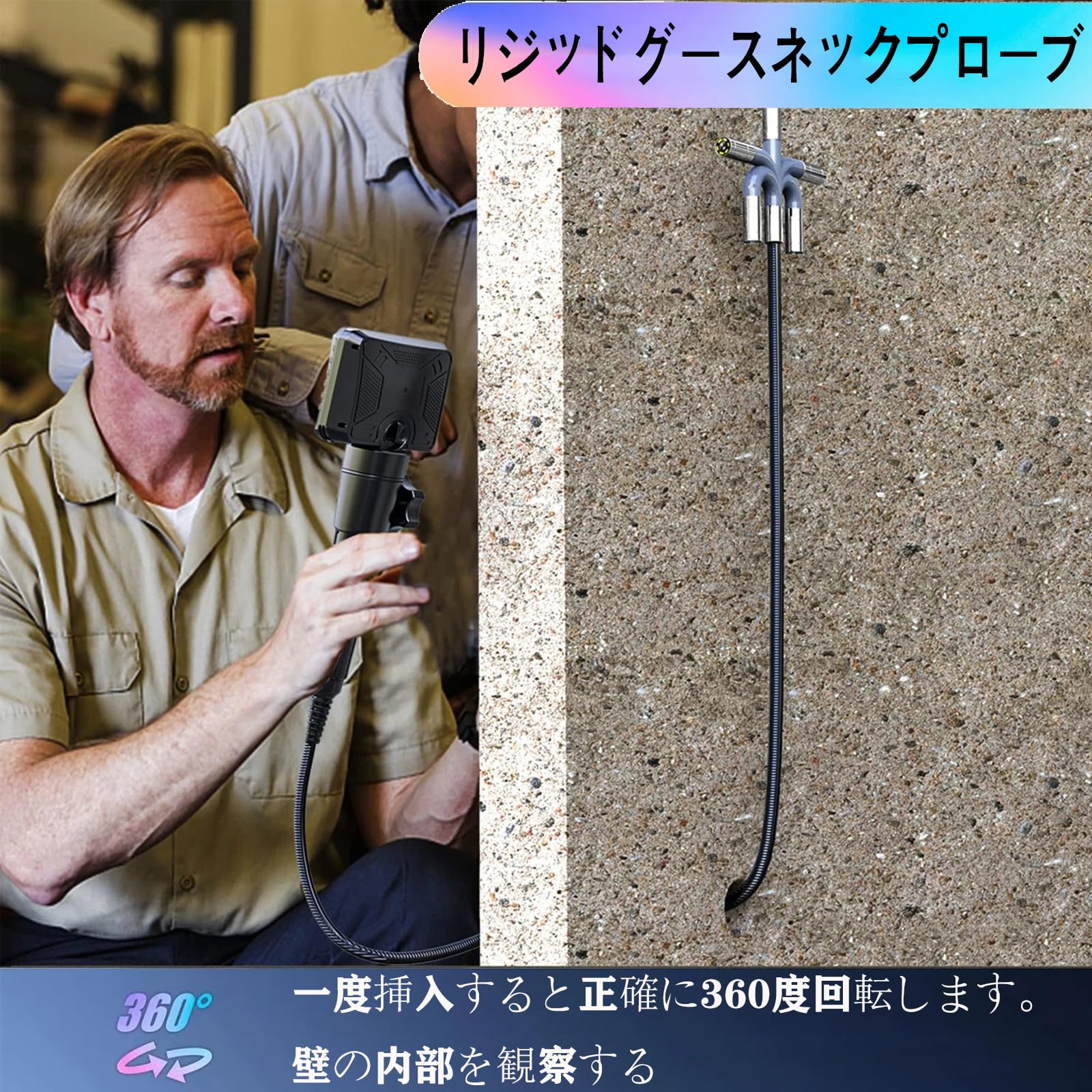 Amazon | Wolfox 360°電動回転 ファイバースコープ 先端可動式